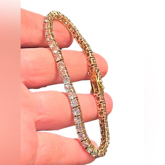 Lovely multi color crystal Simulated stone gold plt Sterling silver bracelet - Picture 1 of 8